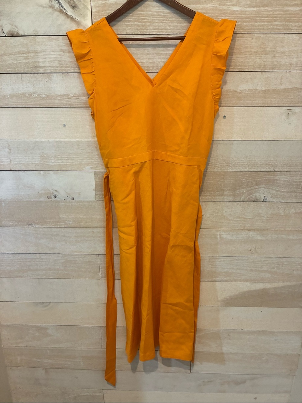 LOFT Linen Blend MIDI Dress Orange Size 8 NWT